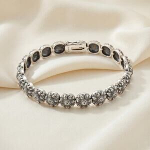 Paz Creations Israel 925 Sterling Silver Sunflower Link Tennis Bracelet 6.5 Inch